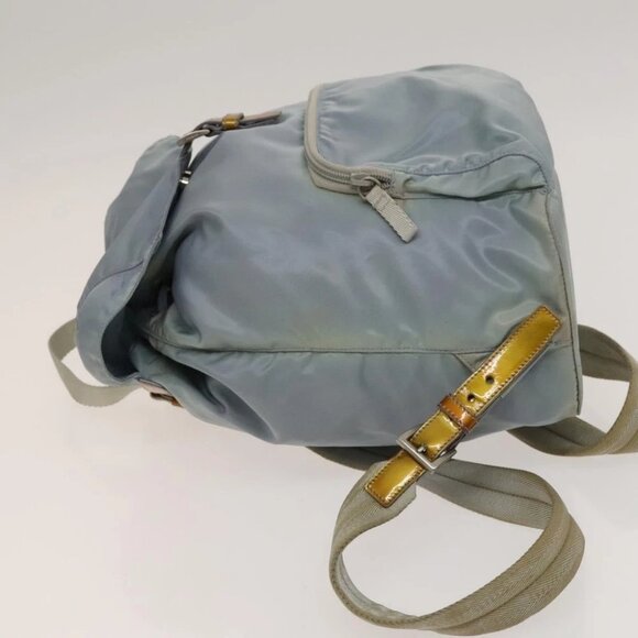 PRADA Backpack Nylon Light Blue Silver Auth 129415 - Picture 15 of 16